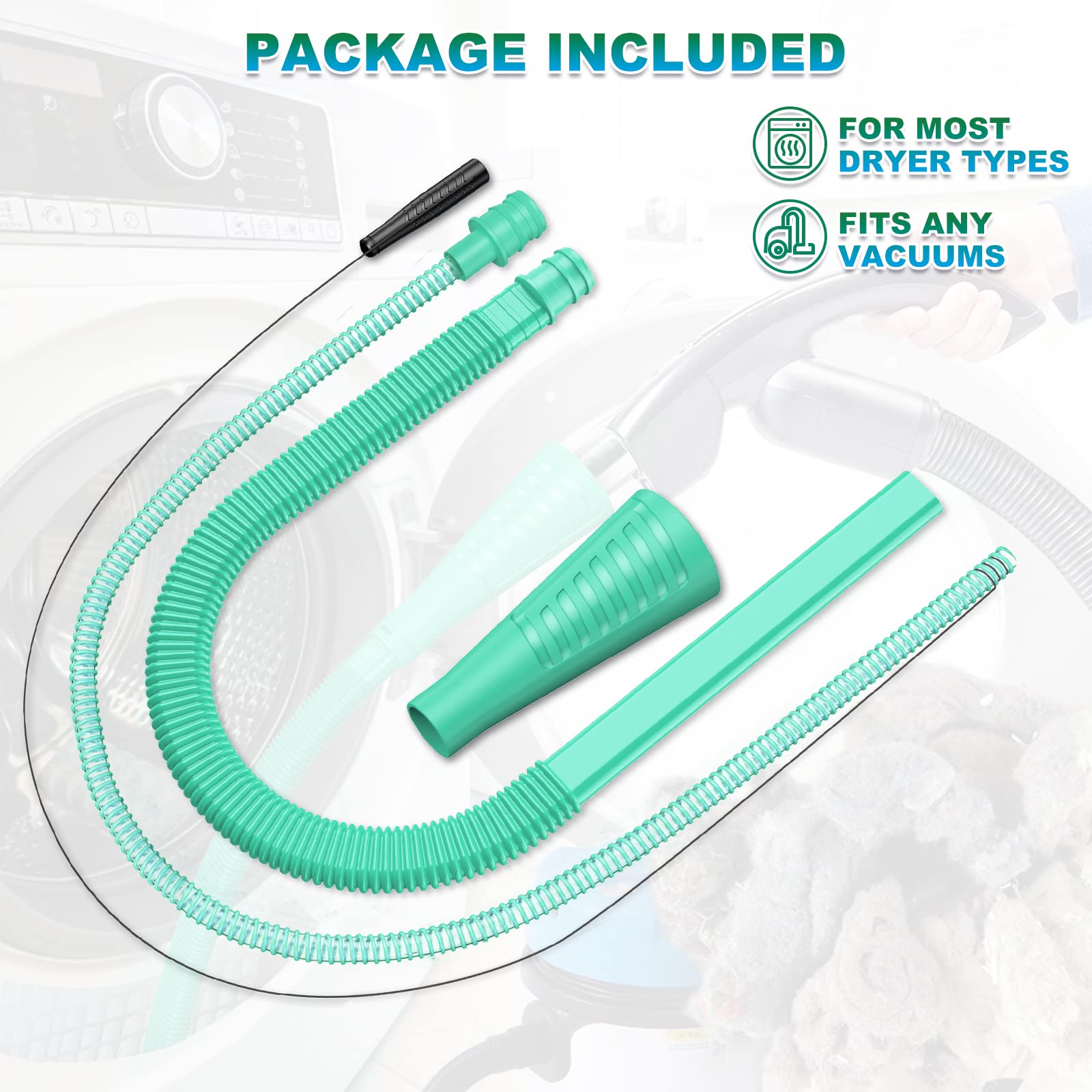 tbpersicwT Kit de nettoyage pour conduit de séchage, conduit d'aération de sécheuse 9 tiges flexibles, kit de brosse de nettoyage pour enlever les peluches