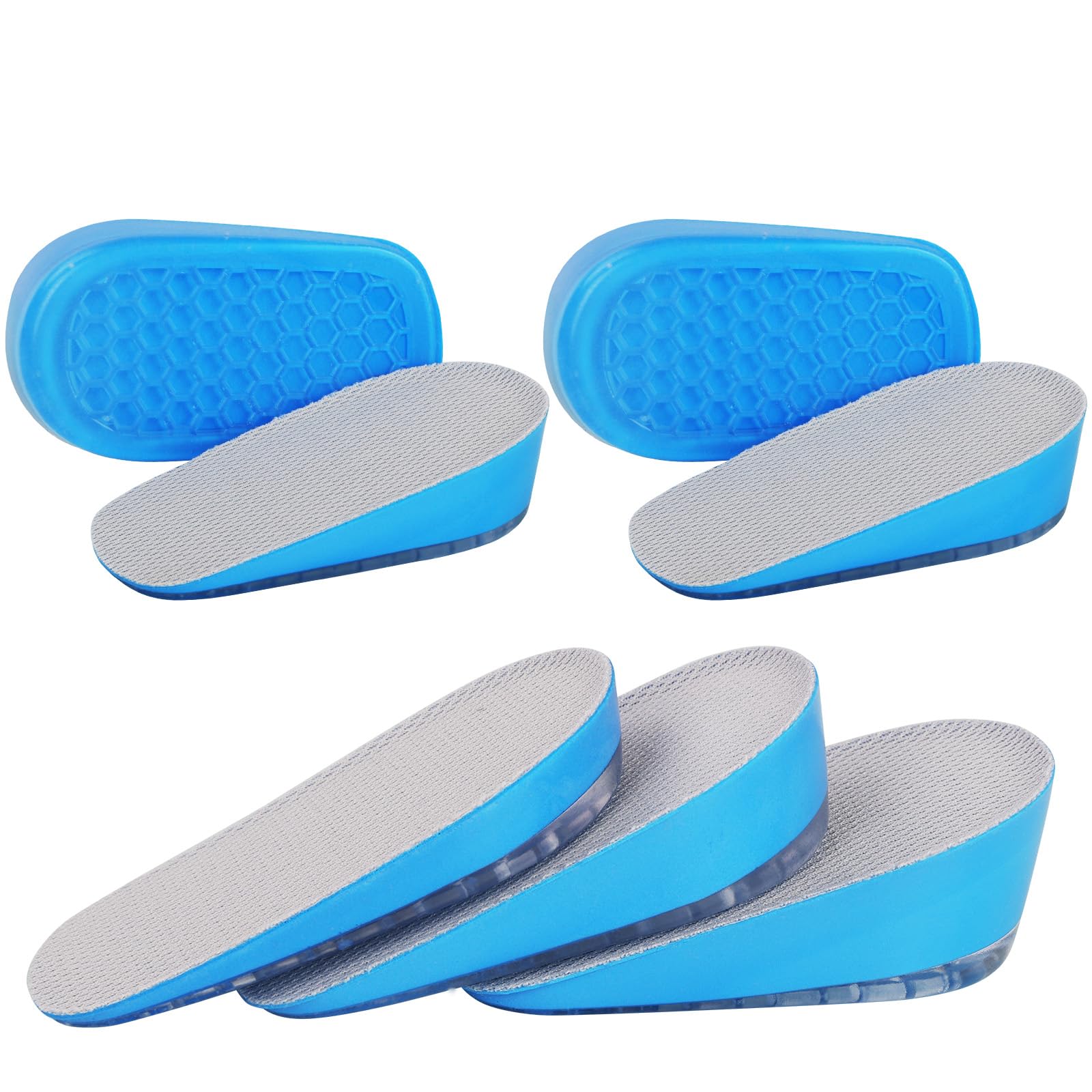 Uraqt Women's -Blue Gel Height Increase Insole, 2 Pairs Invisible Height Insole Heel Shoe Lift Inserts, Comfort Elevator Shoe Insoles, Elastic Shock Absorption Heel Cushion Pads For Men And 3 Heights