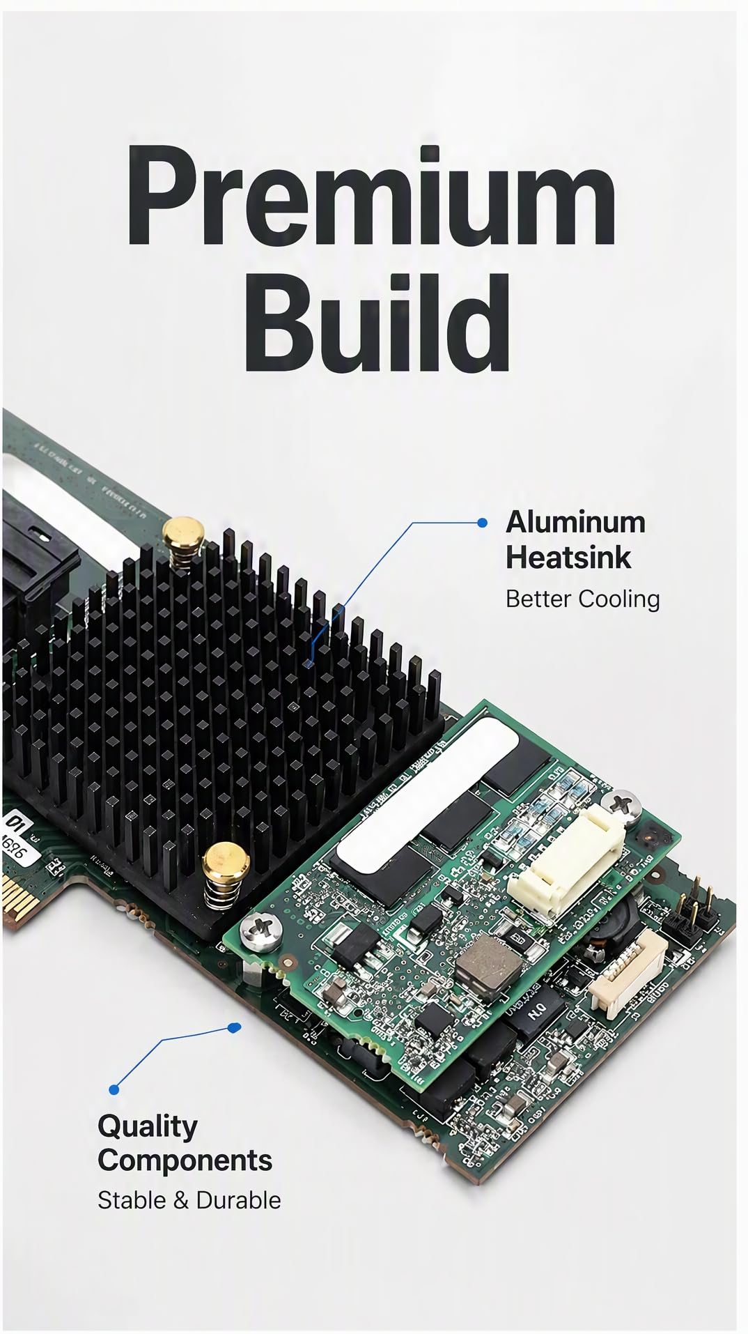 Zunate Scheda controller RAID SAS 71605 da 1 GB di cache 6 GB/s PCIe X8 ad alta velocità con scheda di espansione 8643 a 4 porte ad alte prestazioni per archiviazione server e data center