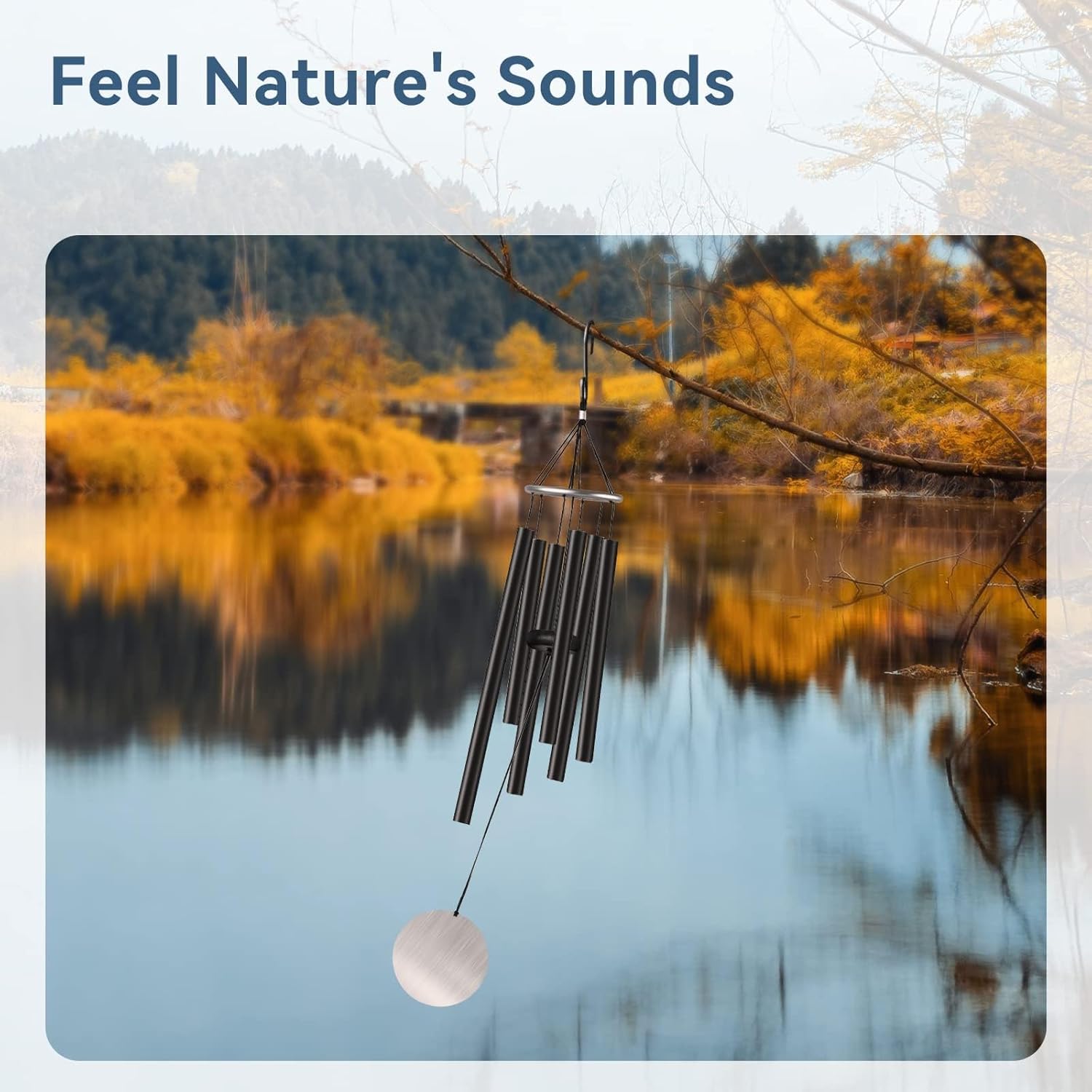 Wind Chimes for Outside, 32-inch Aluminum Deep Tone Wind Chimes, Memorial WindChimes Outdoor, Best Gifts for Mom, Grandma, Suitable for Garden, Patio, Backyard Decoration(Black) - Image 8