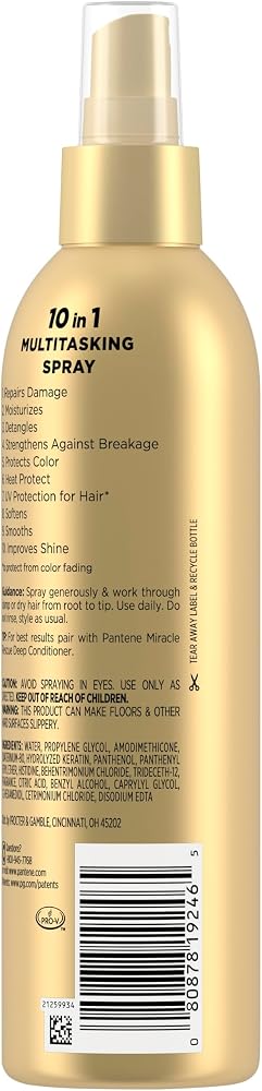 Pantene Miracle Rescue 10in1 Multitasking Spray - Heat Protection, Detangles, Repairs Damaged, Dry Hair, Improves Shine, Leave-In Conditioning Treatment with Keratin and Pro-Vitamin B5, 5.7 oz