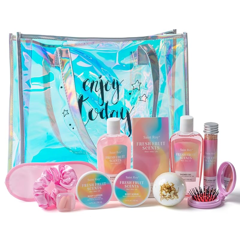 Kit de cuidados corporais Saint Roy com bolsa e itens de banho