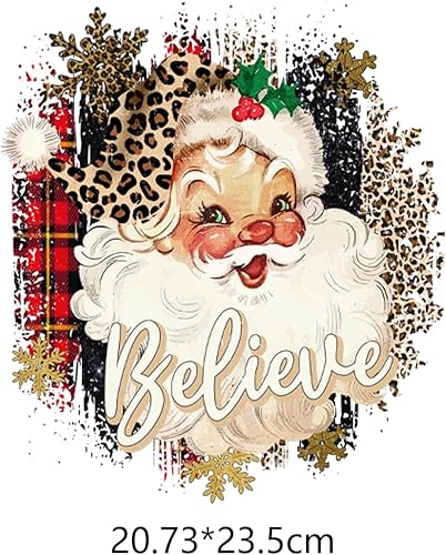 Miniatura 6 de 2 hojas de transferencia para planchar de Navidad para ropa, árbol de Navidad, diseño de Papá Noel, calcomanías de vinilo de transferencia de calor,