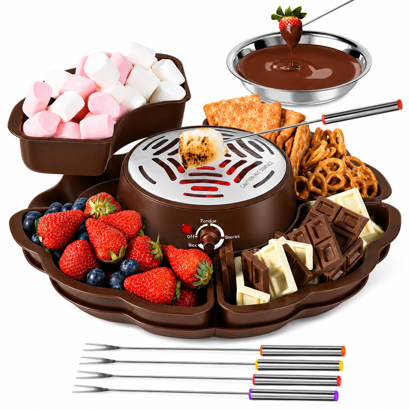 Set 2 en 1 de S'Mores y Fondue de Chocolate con 3 Niveles de Calor