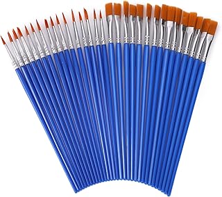 Prasacco 30 Pieces Small Paint Brushes Bulk, Paint Brushes for Kids Flat and Round Pointed Paint Brushes Craft Paint Brushes Small Paint Brushes for Art Class Watercolor Canvas Face Painting