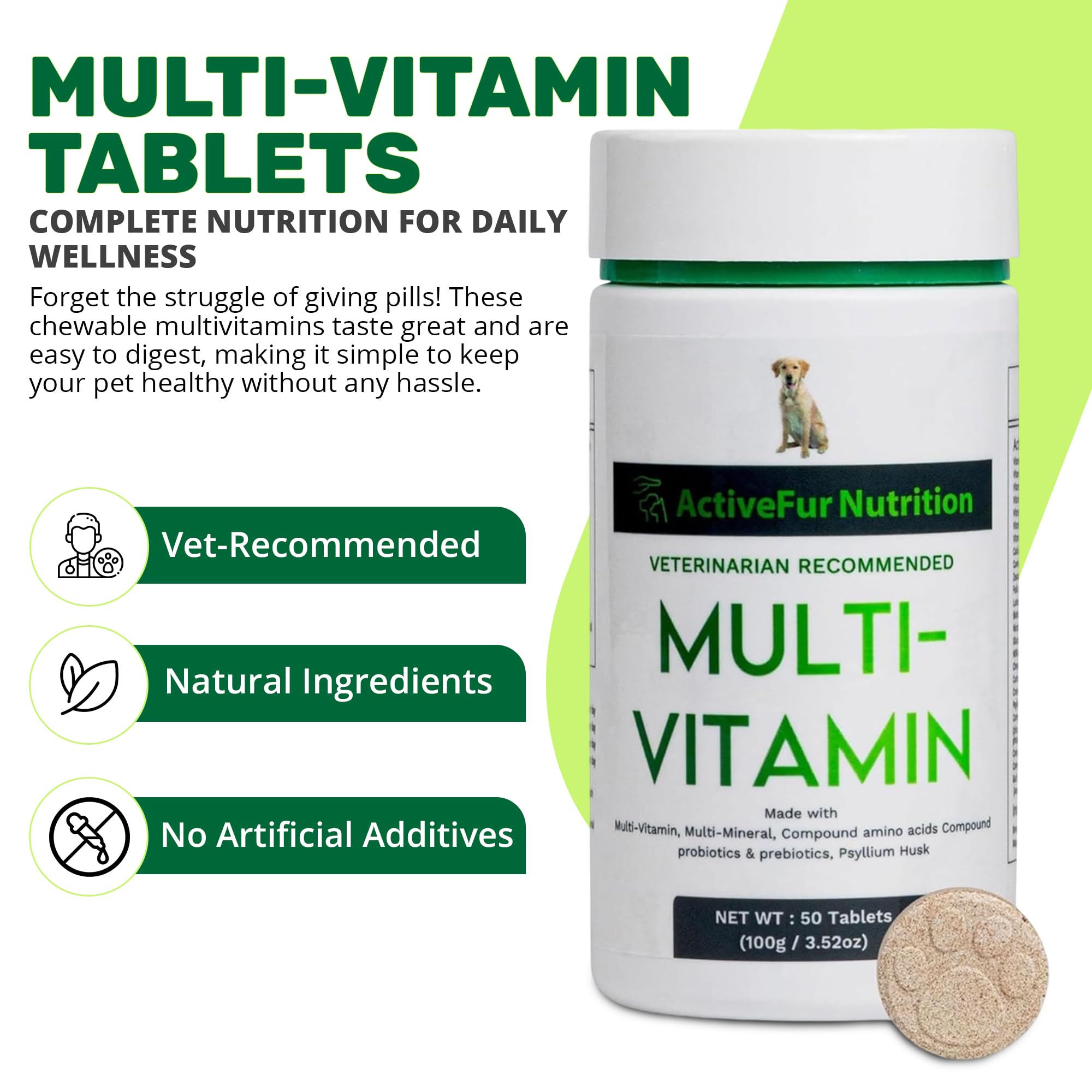 ActiveFur Nutrition Multi-Vitamin Tablets for Dogs, Herbal Tabs - Image 3