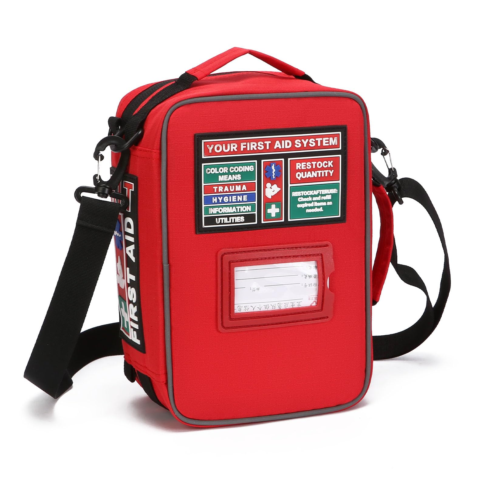 Kit di primo soccorso, borsa medica traumatologica di grande capacità, per casa, ufficio, campeggio, escursionismo e attività all'aperto, Rosso