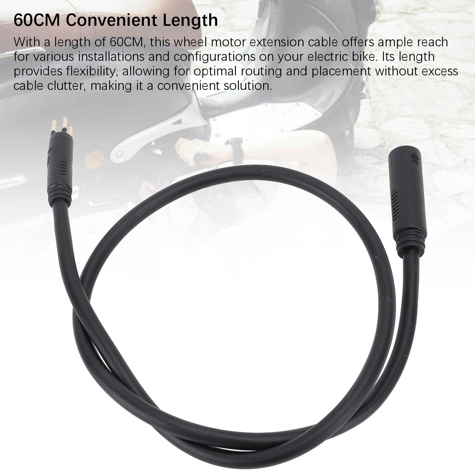 E Bike Motor Verlängerungskabel 60cm, 6 Pin Radnabenmotor Kabel mit Regenfestem ABS Stecker, Elektrofahrrad Kabel für Hinterradmotor Nabenmotor Reparatur Ersatz