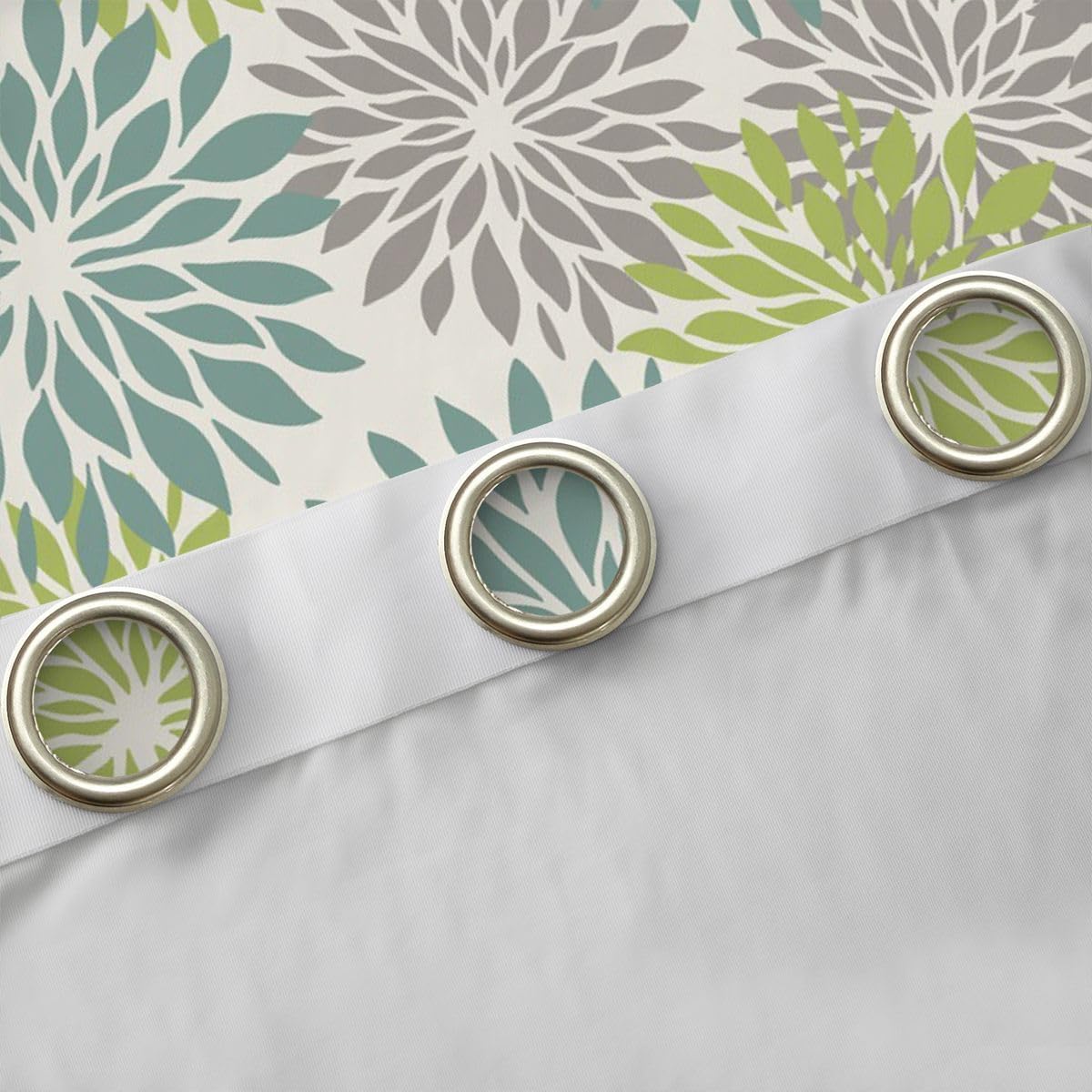 Abstract Floral Bedroom Curtains Modern Art Decorative Bookshelf Window Drapes for Kids Exotic Bohemian Blackout Drapes Window Treatments Grommet Top 52Wx90L Inch 2 Panel Set,Grey Green Blue