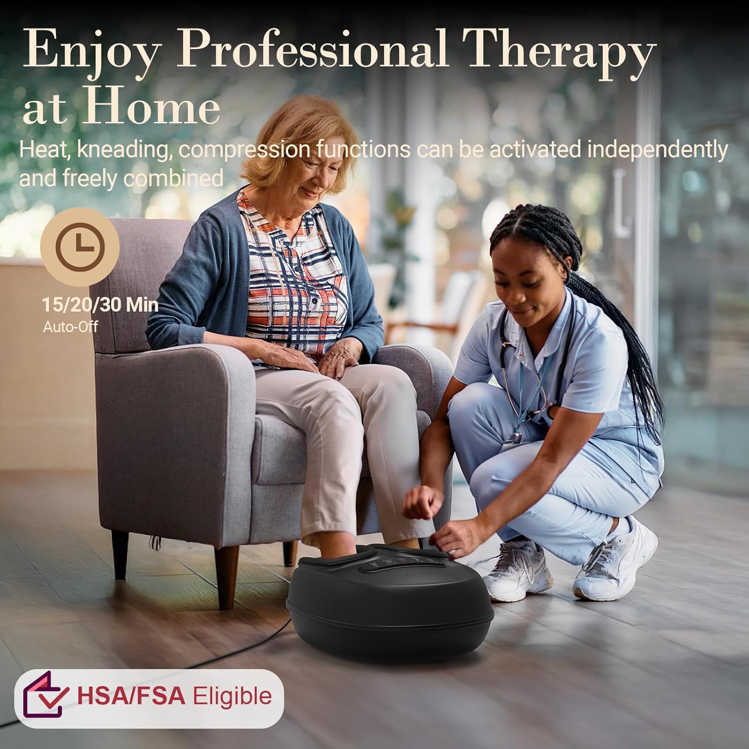 FSA Eligible HSA Foot Massager for Neuropathy, 2026 Upgraded Shiatsu Feet Massager with Heat, Compression, Deep Kneading Relief for Foot Fatigue Relief and Neuropathy, Mother Day Gift (with Remote)