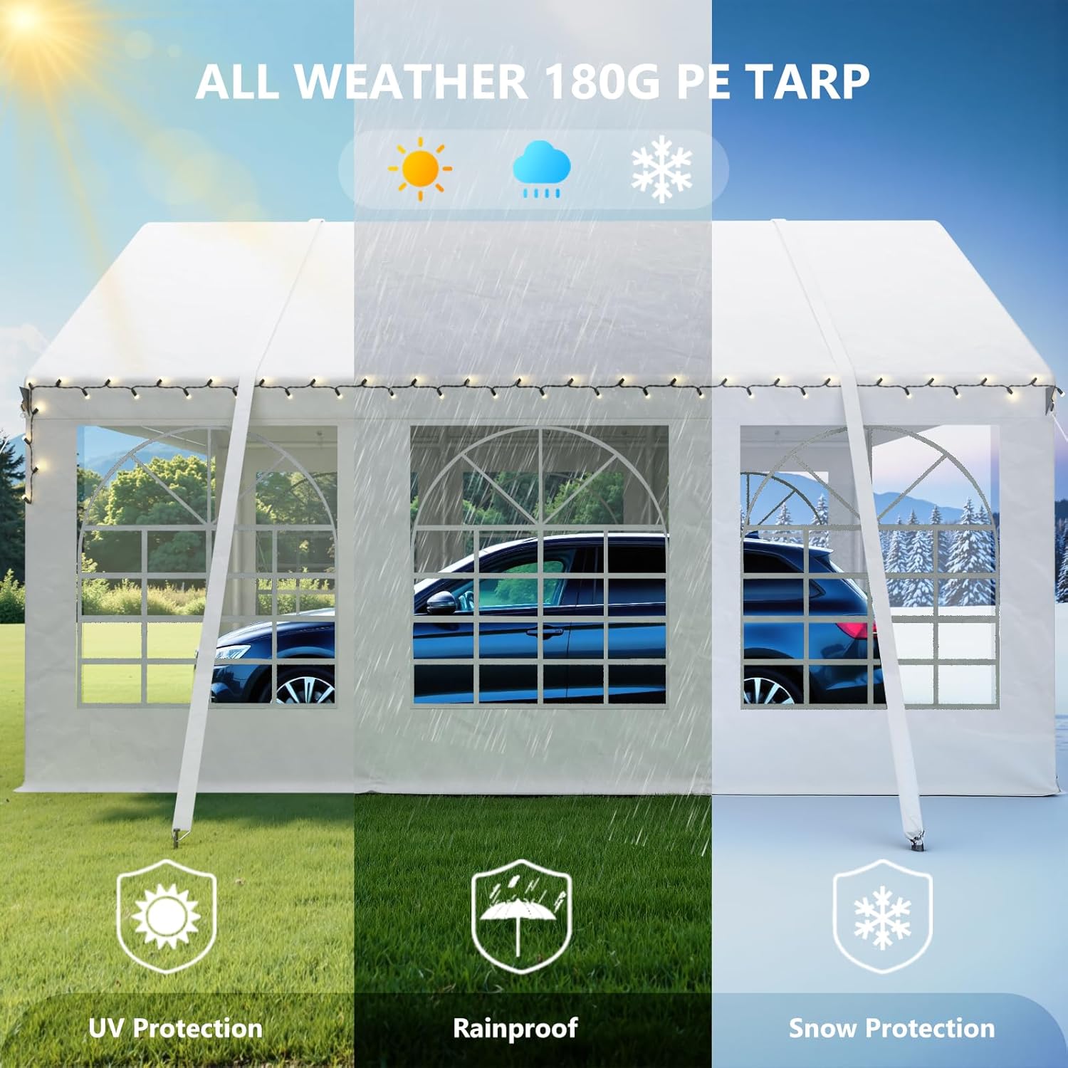 12x20FT Heavy Duty Carport Canopy,Extra Large Portable Car Tent Garage with Roll-up Windows and All-Season Tarp Cover,Removable Roof Side Walls for Car, SUV,BoatsTruck Shelter Logic Storage 12x20FT Heavy Duty Carport Canopy,Extra Large Portable Car Tent Garage with Roll-up Windows and All-Season Tarp Cover,Removable Roof Side Walls for Car, SUV,BoatsTruck Shelter Logic Storage