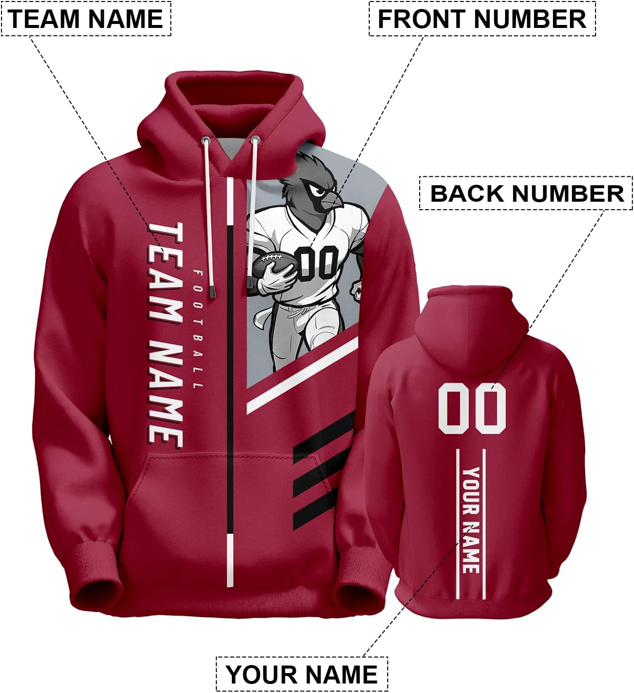 Custom Football Sweatshirts City Mascot Personalized Fan Hoodies Gift Add Name & Number Pullover for Men Women Youth - Image 4