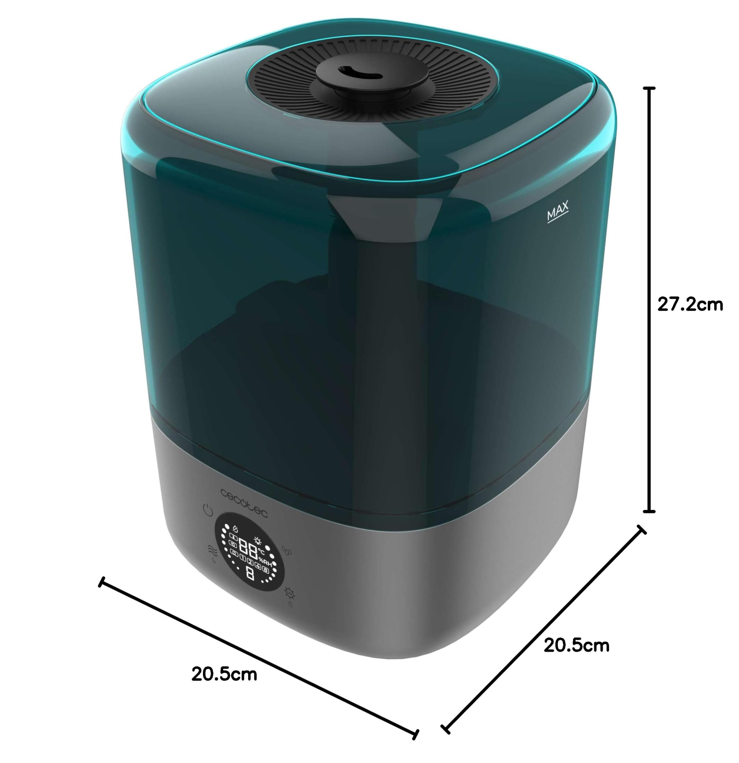 Cecotec Breezecare 2900 Smart nawilżacz wody, 25 W, maksymalne nawilżanie 300 ml/h, zbiornik 4,5 l, ekran dotykowy, timer do 8h, kontrola wilgotności 45% do 90%