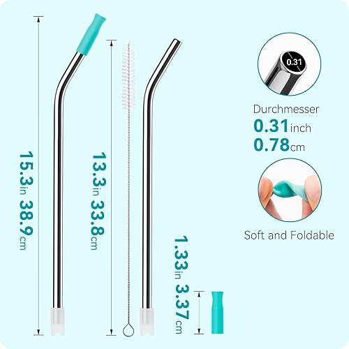 Miniatura 5 de Soledea Popote reutilizable de acero inoxidable de 40 onzas con puntas de silicona, combina perfectamente con el color de la copa Stanley de 40