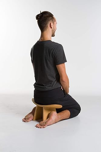 Miniatura 5 de BLUECONY Banco de meditación IKUKO Básico, versión premontada, madera maciza, hecho a mano local, ecológico, de madera, ergonómico, asiento Seiza,