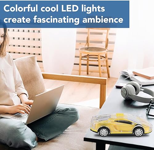 Miniatura 4 de Yoidesu Altavoz Bluetooth para coche, estilo retro con luces LED, 8.7 pulgadas USB recargable, amarillo