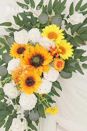 Miniatura 3 de Kit de flores artificiales para arco de boda (paquete de 3), 2 piezas de decoración de arco de flores artificiales, 1 cortina transparente para