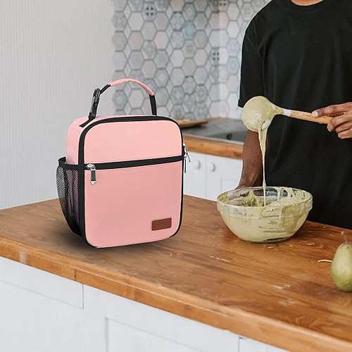 Miniatura 6 de HABOPET Lonchera para hombres y mujeres, bolsa de almuerzo duradera para adultos, reutilizable, pequeña, color rosa