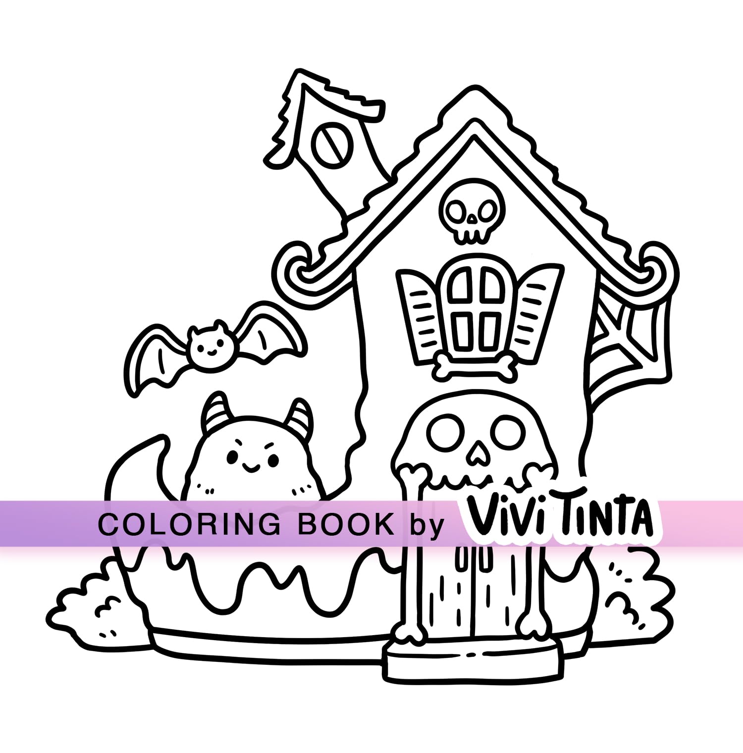 Spooky Vibes: Coloring Book for Adults and Teens Featuring Cute, Creepy Goth Stuff and Creatures