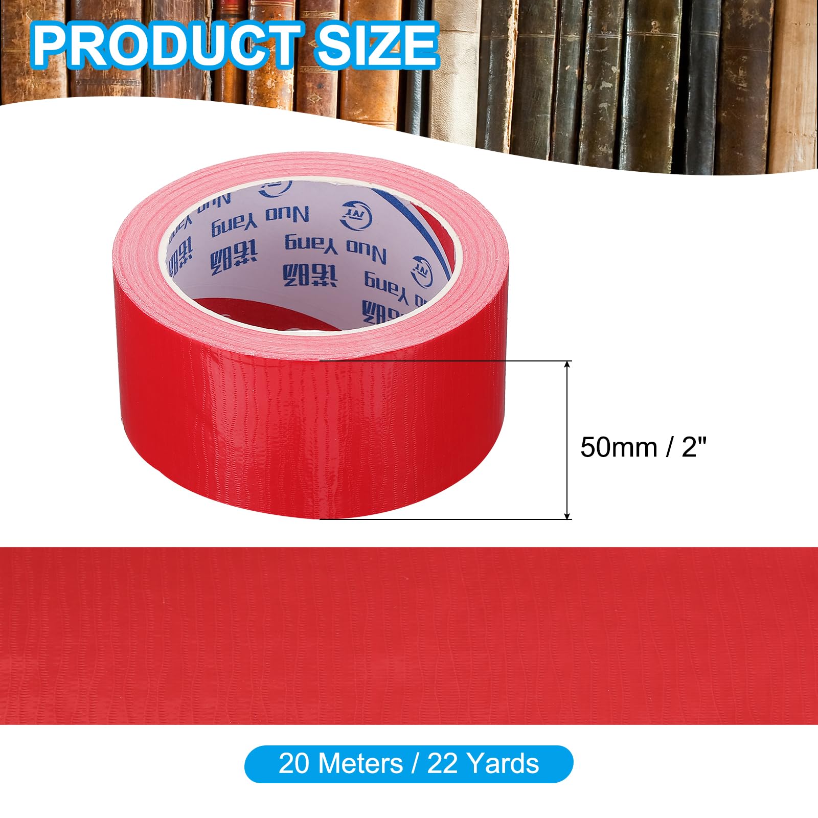 PATIKIL Nastro per Rilegatura 2"x0.007", 22 Iarde Nastro per Riparazione Rilegatura Tessuto, Nastro per Rilegatura Autoadesivo per Riparare Vecchi Libri, Rosso