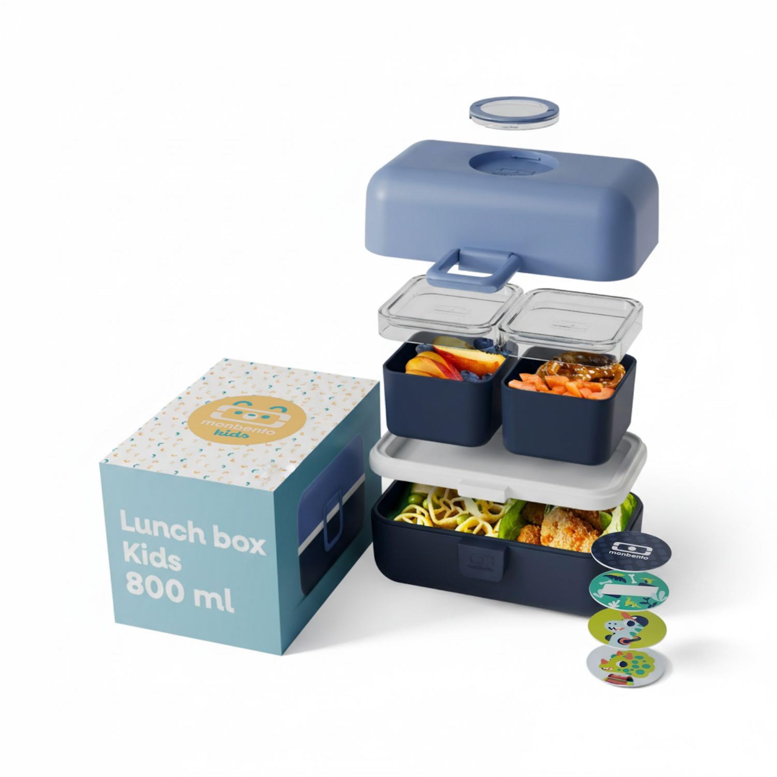 monbento - MB Tresor blue Infinity bento lunch box for Kids - 3 compartment for school lunch and snack packing - BPA free & Food grade safe food containers