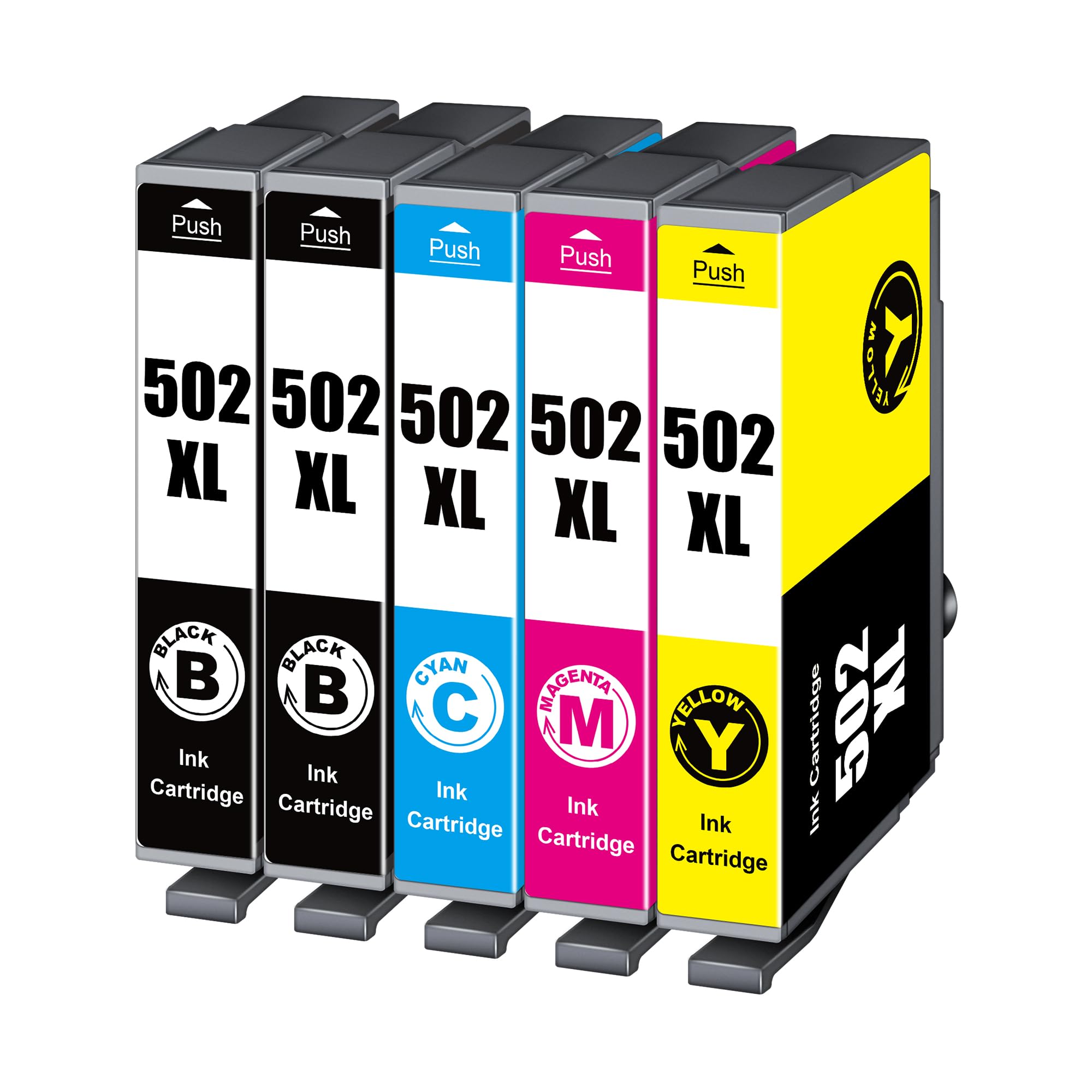 Washope 502XL Druckerpatronen Kompatibel für Epson 502 XL Multipack für Epson Workfürce WF-2860 WF-2860DWF WF-2865DWF Expression Home XP-5105 XP5100 (Schwarz Cyan Magenta Gelb,5-Pack)