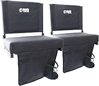 Brawntide Wide Stadium Seat with Back Support - 17" Extra Thick 2.8in Cushion, Bleacher Hooks, Storage Pockets for Sports Events