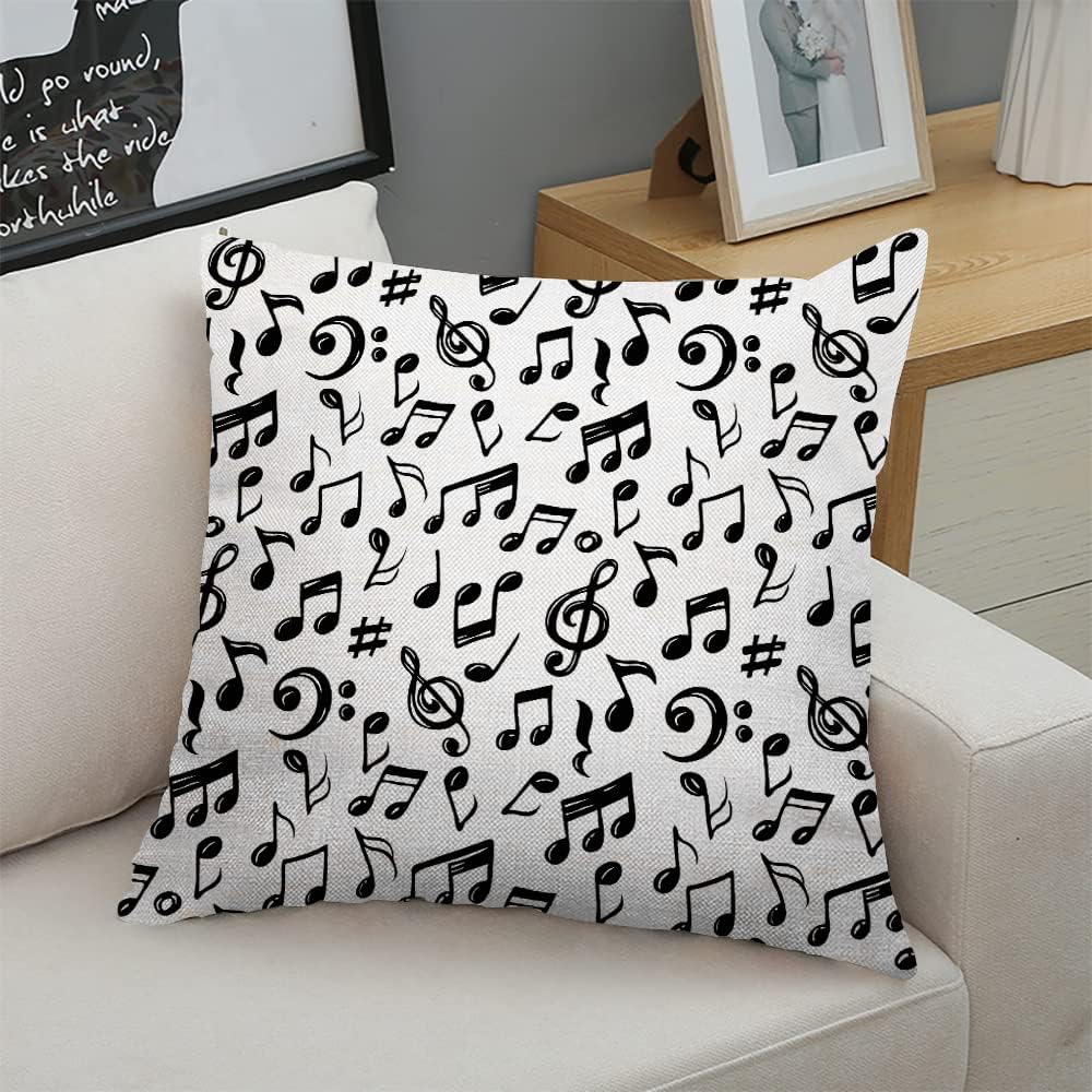 Decorative Square Throw Pillow Covers Music Musical Note Treble Clef Couch Sofa Bed Pillow Covers Cushion Cases 18x18 inch image 4