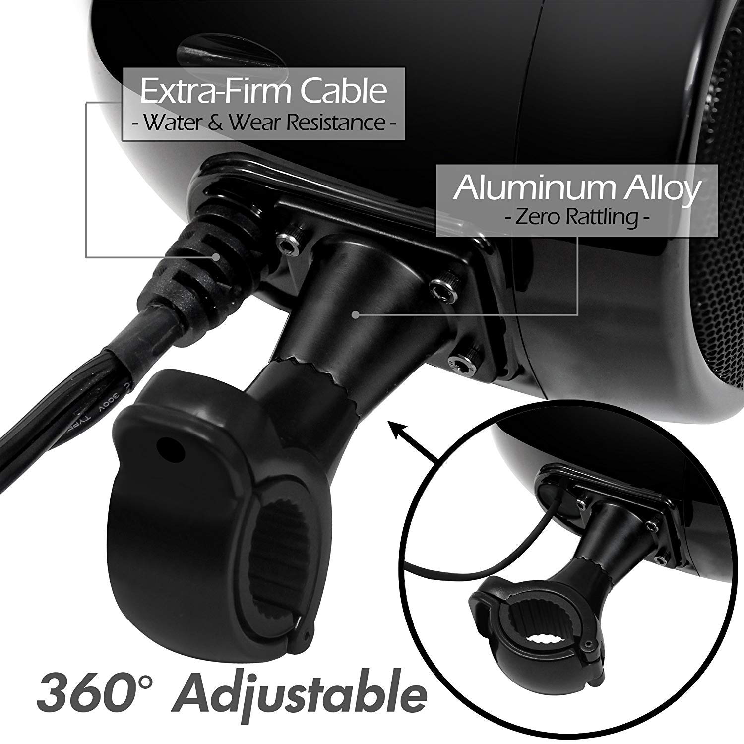 Altoparlanti stereo Bluetooth marini impermeabili da 5 pollici ad alte prestazioni Sistema audio Bass Boat per impieghi gravosi con ingresso USB e AUX, ideale per motocicli ATV/UTV/RZR