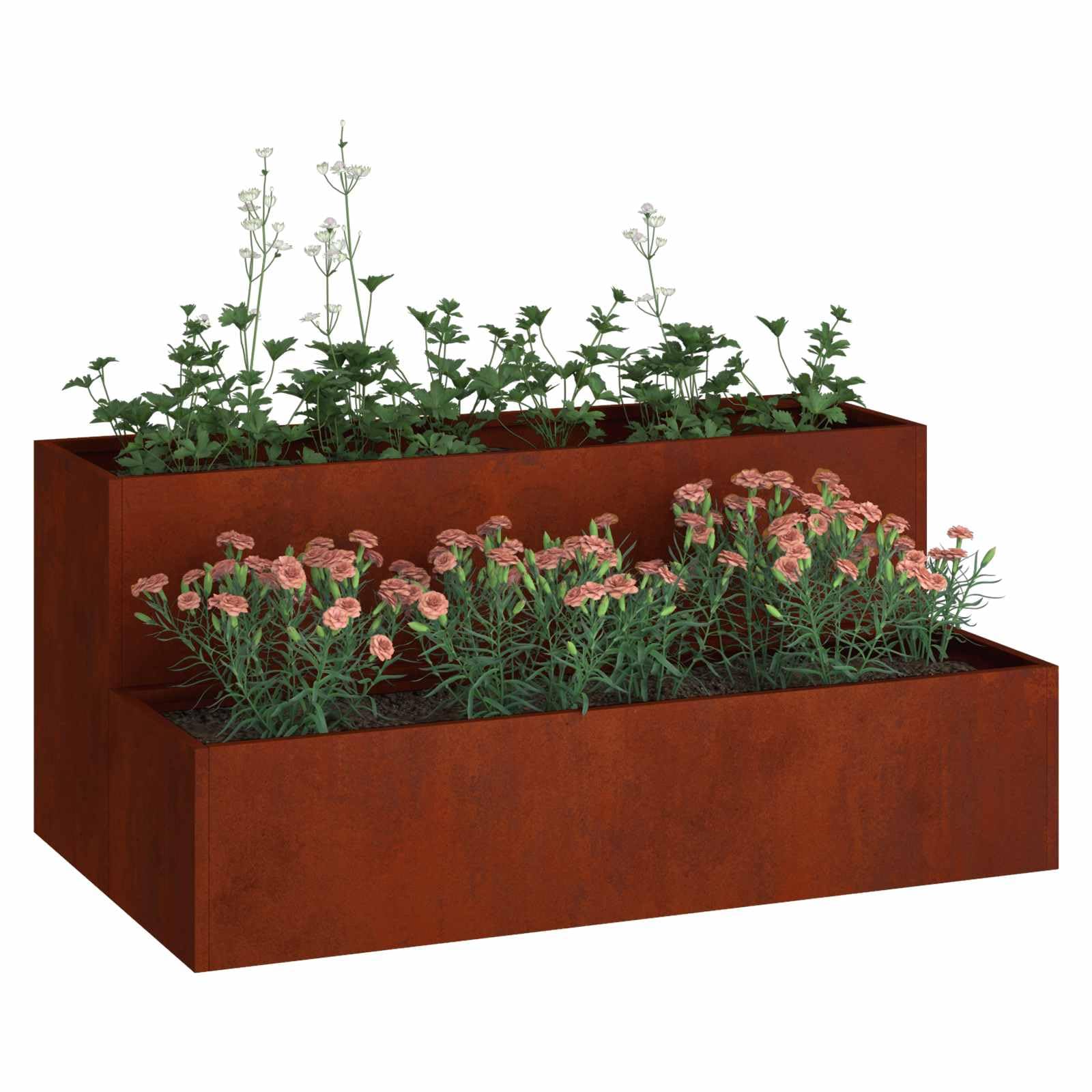 VIDAXL Corten Steel 2-Tier Garden Planter Brown 100x60x45 cm
