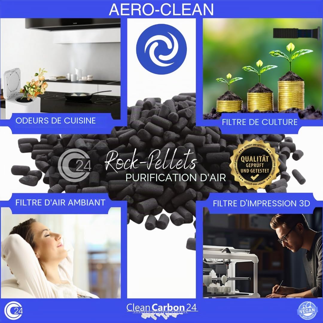 5 litres Pellets de charbon actif Ø 4 mm pour la purification de l'air [Classe énergétique A]