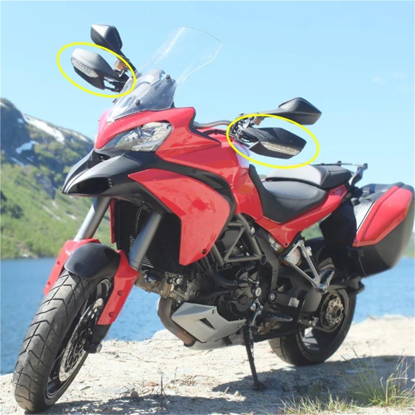 Protector Manos Motocicleta para Ducati para MULTISTRADA para MTS 950 1200 1260 para MTS950 para MTS1200 Cubierta Protectora Protectora Manillar Motocicleta Paramanos(Black-Left Side)