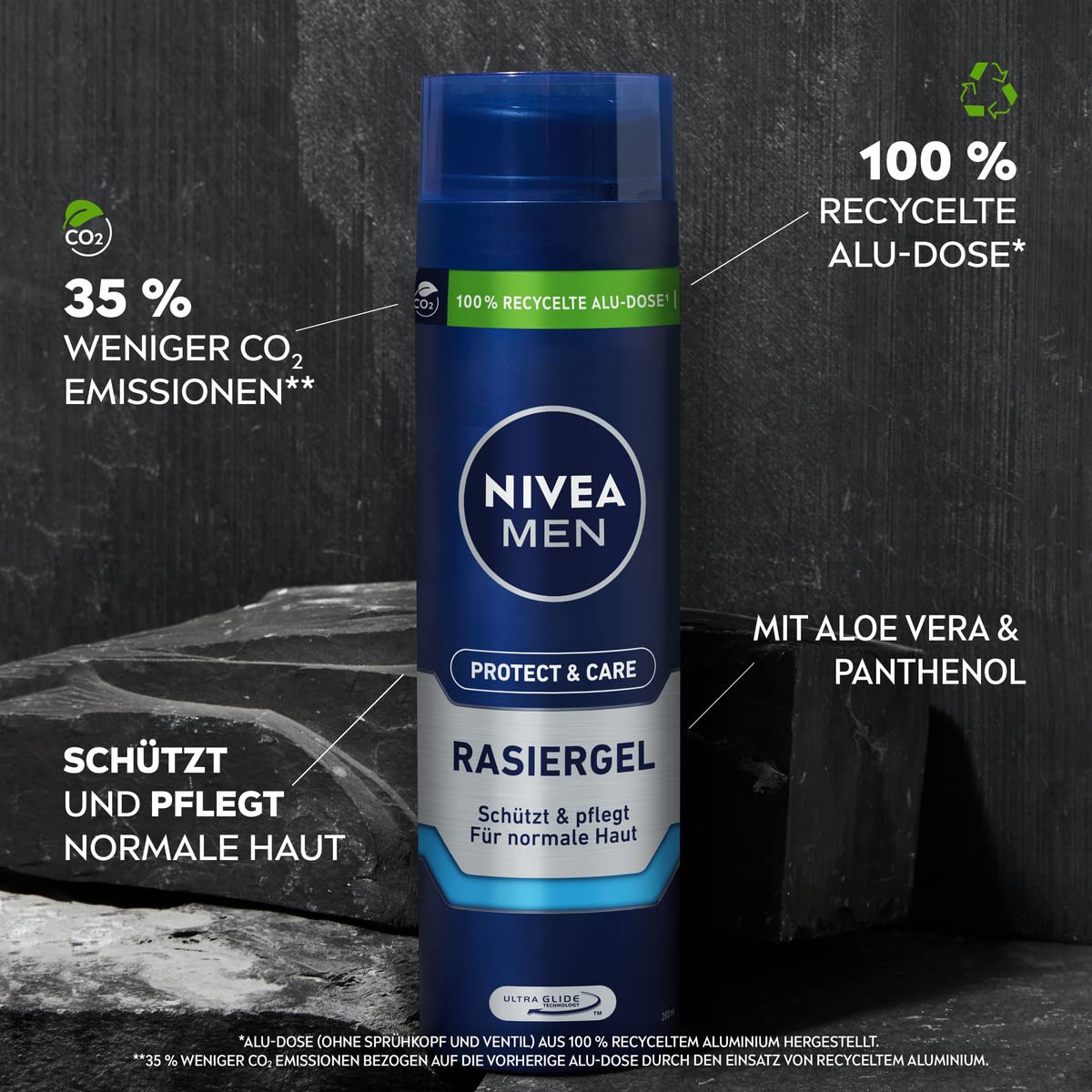 NIVEA MEN Protect & Care żel do golenia (200 ml), ochrona i pielęgnacja dla delikatnego golenia, przyjazny dla skóry żel do golenia dla mężczyzn z aloesem i pantenolem