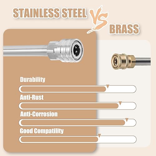 Miniatura 3 de RIDGE WASHER Varita de extensión para lavadora a presión, lanza de acero inoxidable de 17 pulgadas, conexión rápida de 14 pulgadas, paquete de 2