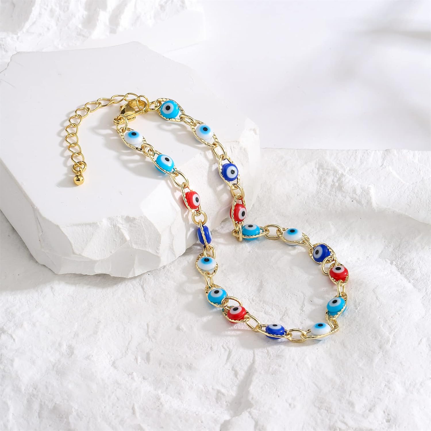 Gold Evil Eye Charm Anklet,18K Gold Plated Boho Beach Dainty Cute Tiny Lucky Foot Chain Ankle Bracelet For Women - Image 3