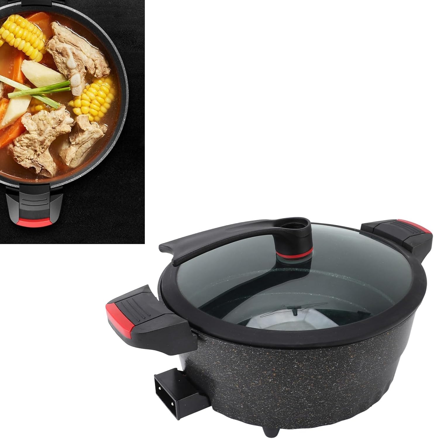 Electric Frying Pan, 5-level Temperature Control 1500W Electric Stewing Pot (US Plug 110V)