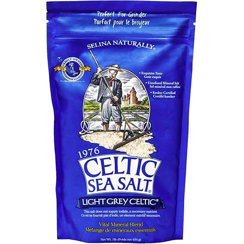 Celtic Sea Salt Light Grey Coarse – Unrefined Mineral Salt, 70+ Trace Minerals, Sustainably Harvested, GMP Certified – Cooking, Finishing, Hydration, Grinder Use – 1 lb Resealable Bag