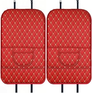 KZYIQUOJ 2-Pcs Car Seat Kick Protectors Back Seats for Lexus CT ES GS 2001-2025, Universal Leather Anti-Scratch Resistant Mats Waterproof Pad for SUV Minivan Truck, D/Red