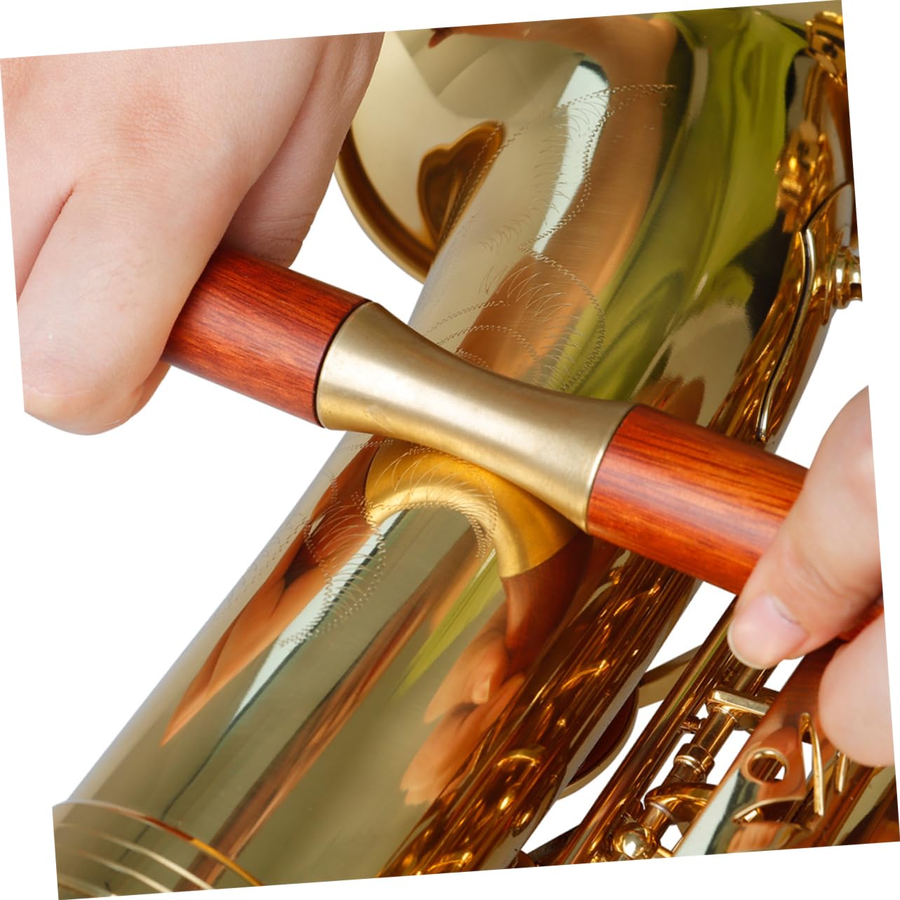 Ruota di Pressatura per Riparazione Strumenti Musicali per Tromba e Sax | Impugnatura in Legno Marrone, Metallo Resistente All’usura, Superficie Liscia senza Bave
