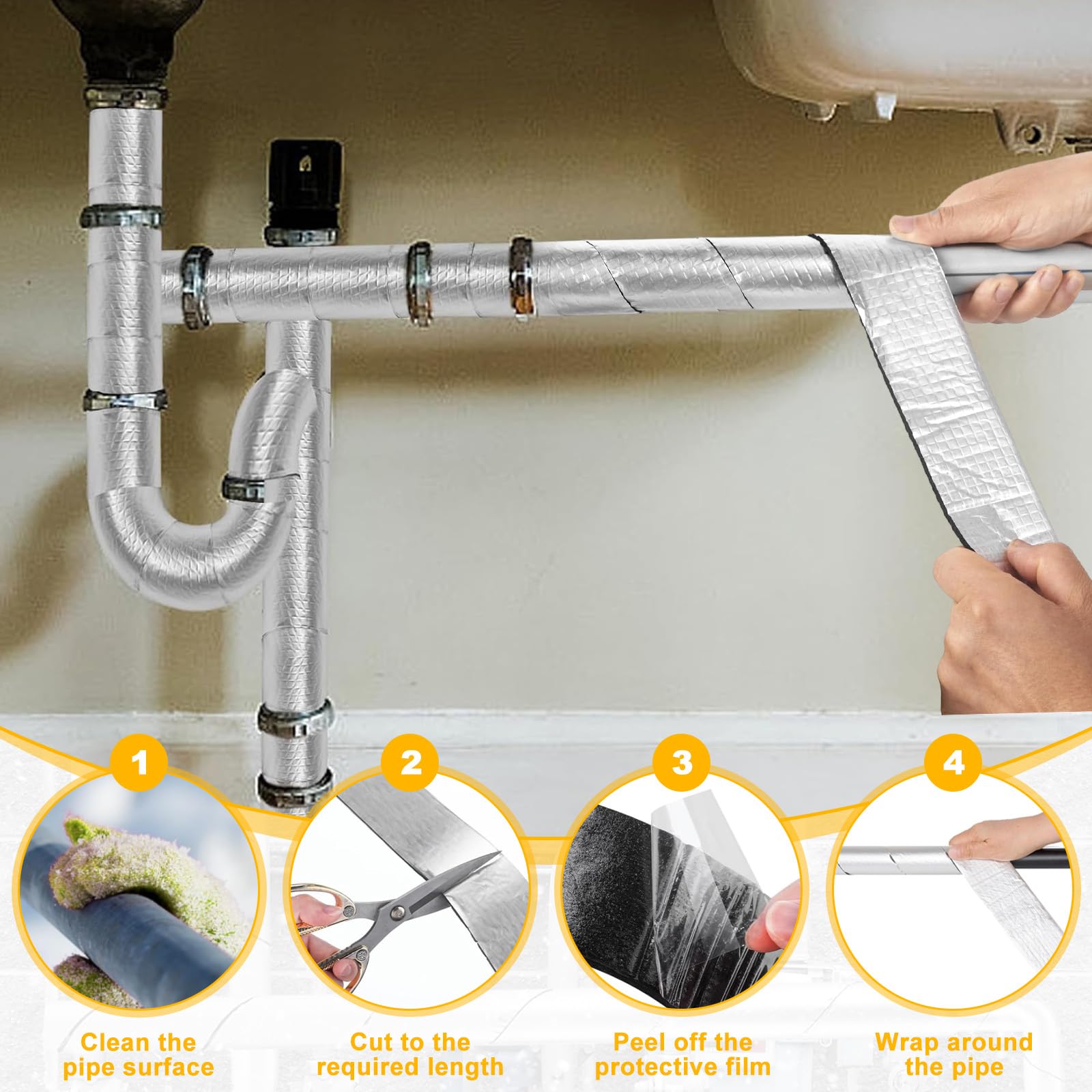 2 Rollo Cinta Aislante Aislamiento Conductos, Coquilla Aislante Tuberías Autoadhesivo 10mx5cm, Envoltura Aislamiento Protección Tubos Calefacción Espuma para Enrollar Calefacción Conductos Ventilación