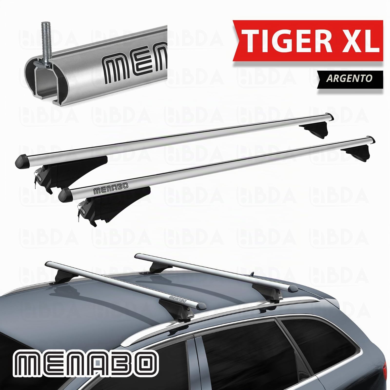 BARRE AUTO PORTATUTTO MENABÒ MENABÒ XL SILVER 135 SERRATURA CON ANTIFURTO