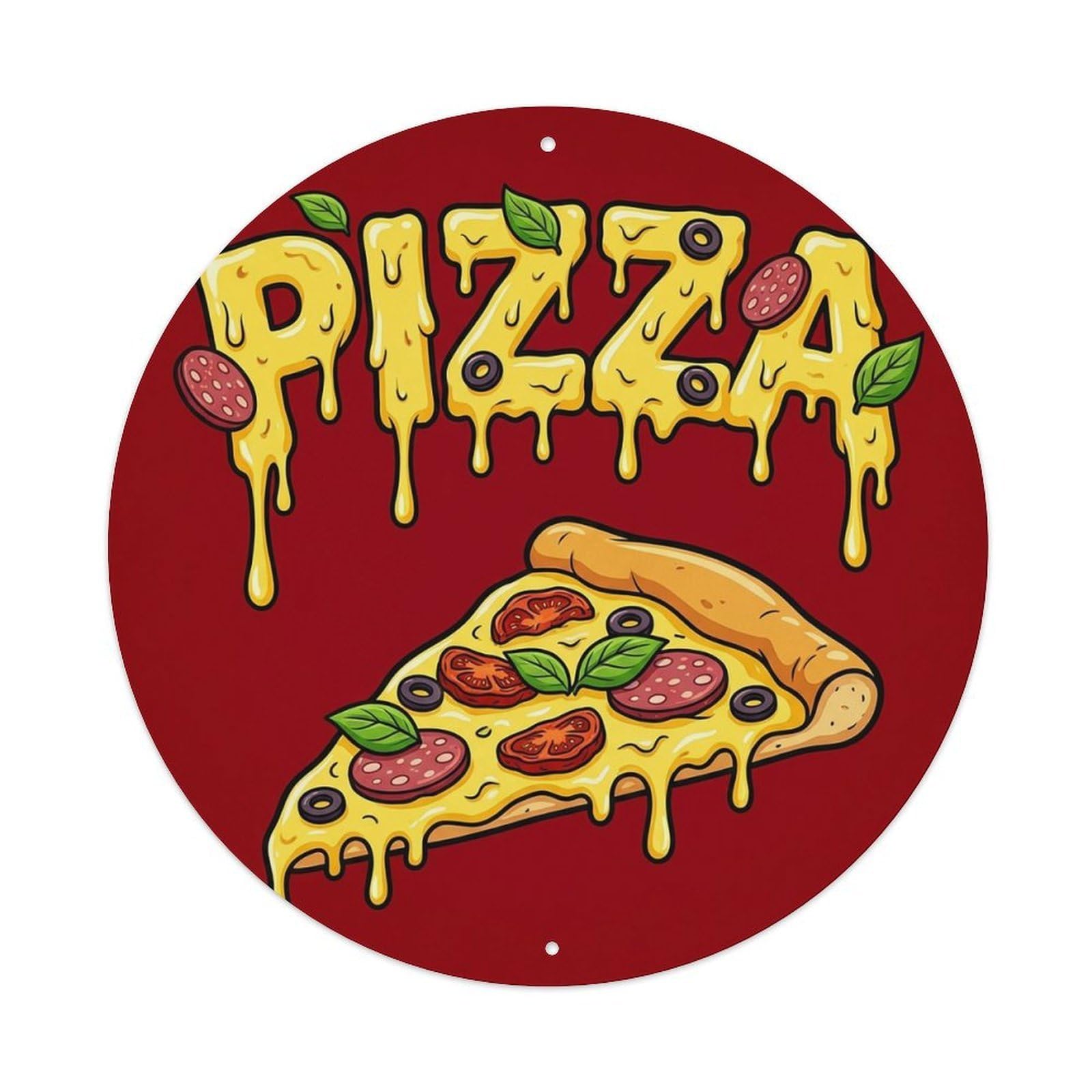 Cwbufd Vintage Style Vintage Pizza Slice Sun Dried Tomato Vintage Metal Tin Sign Plaque Wall Decor For Cafe, Club Bar, Office, Garden Metal Poster 8X8inch