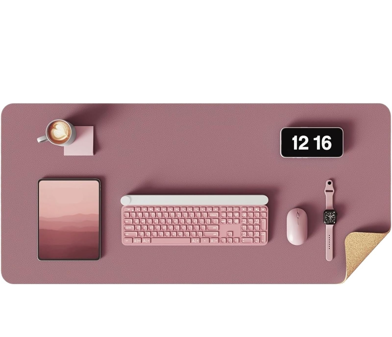 Schreibtischunterlagen Doppelseitige Schreibtischunterlage, Schreibtischmatte aus Leder, Kork FüRs BüRo(Dark pink,80x40 cm)
