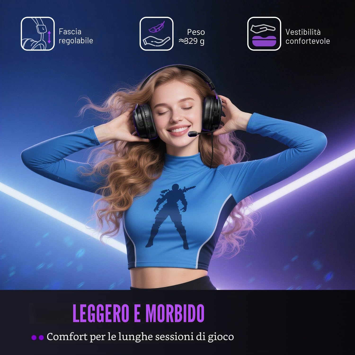 FIFINE Cuffie da gioco per PC, cuffie USB Streaming con jack da 3,5 mm, microfono staccabile, suono surround 7.1 per PS4 PS5, cuffie over-ear nere H9