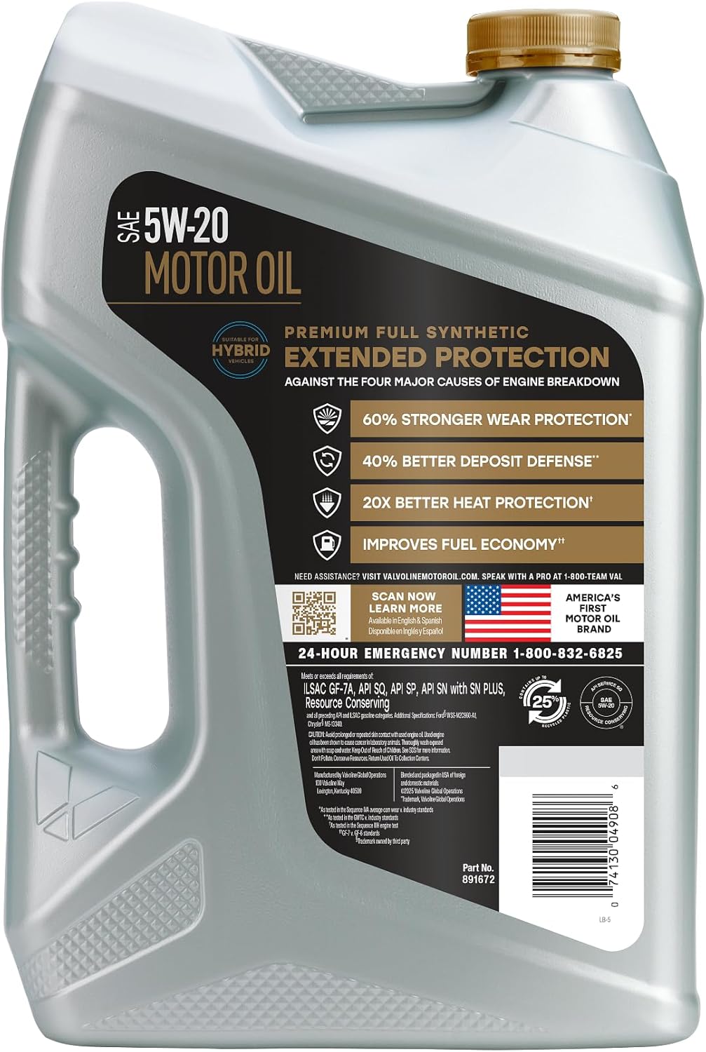 Valvoline Extended Protection Full Synthetic Motor Oil SAE 5W-20 5 QT - Image 2