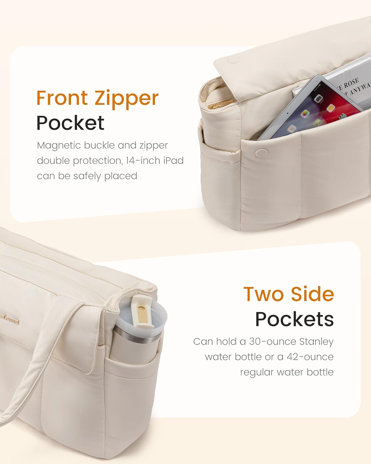 LOVEVOOK Laptop Bag for Women Puffer Work Tote Bags Lightweight Large Computer Bag Purse for Teacher Nurse Travel Daily - Image 6