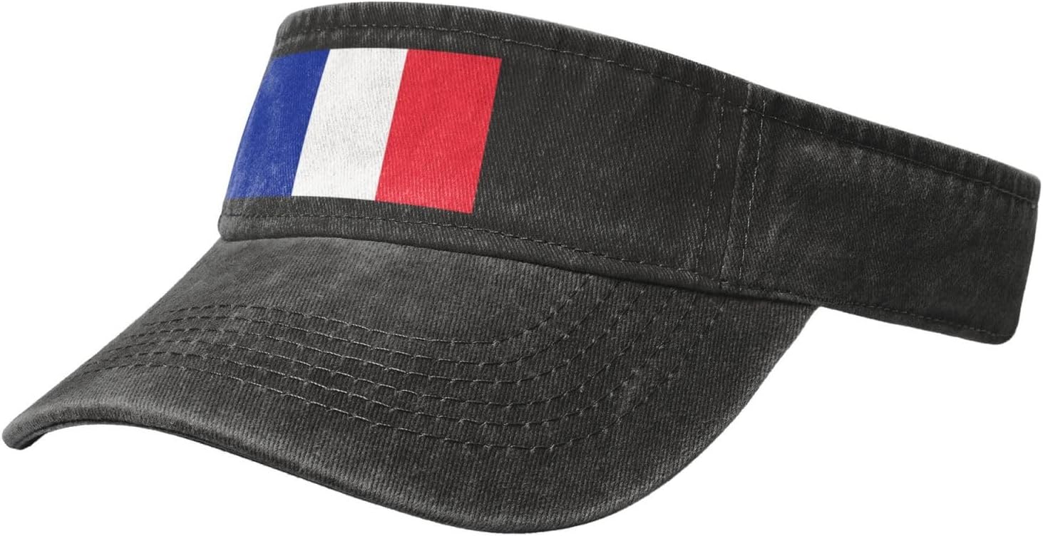 Sun Hats for Men Women Summer Sport Empty top Baseball Cotton with for Beach, Summer, French Flag Black