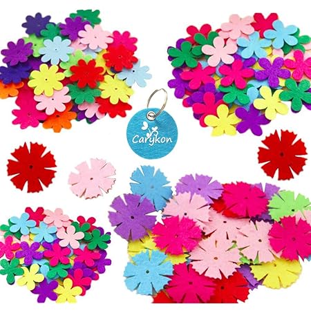 Carykon 3 Styles Craft Felt Flowers, Assorted Color, 160 Pcs