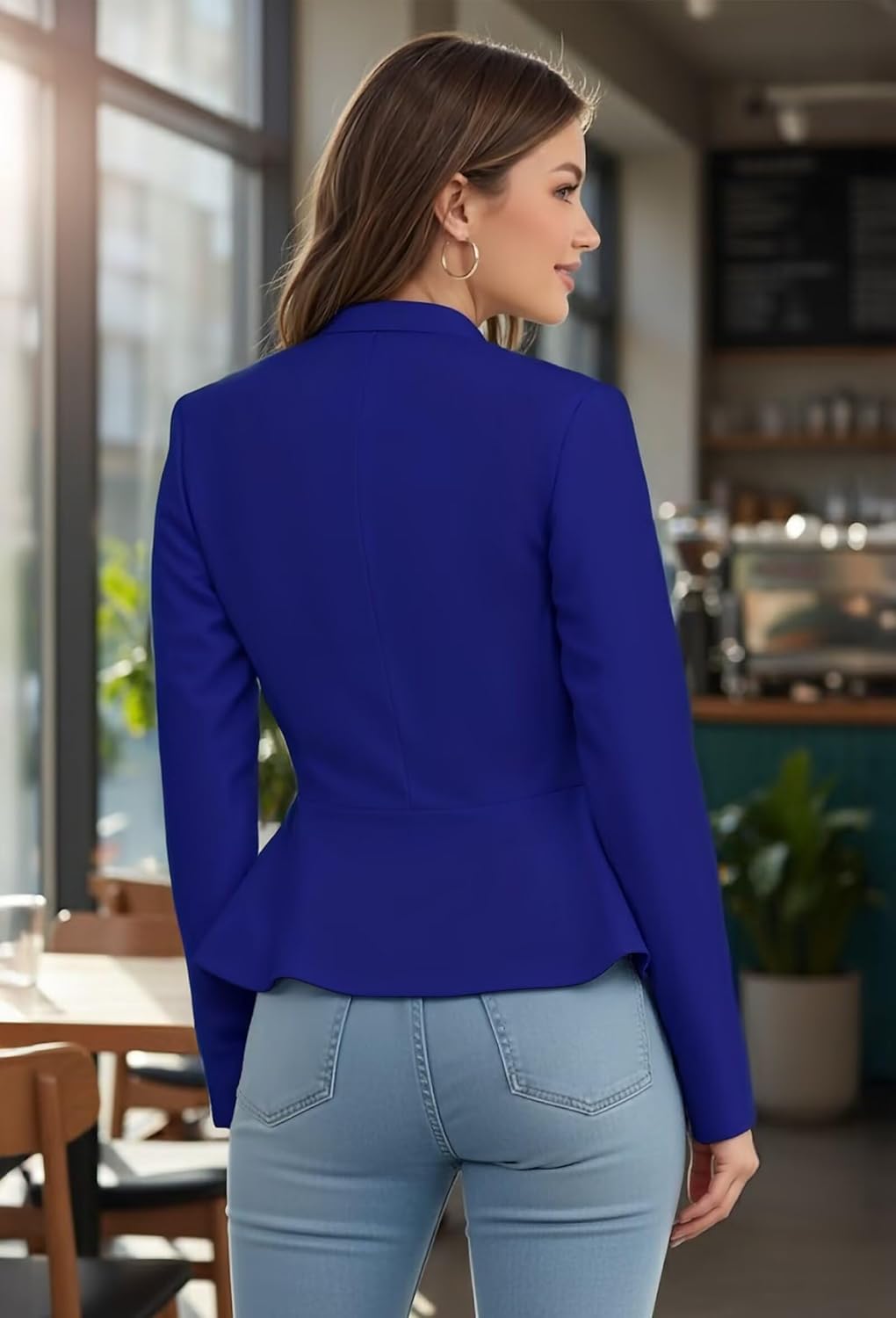 Hybrid & Company Women's Casual Work Office Elegant Open Front Premium Nylon Blazer Jacket - Image 2