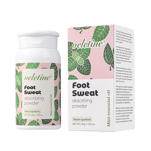 veletine Polvo absorbente de sudor de pies, polvo de olor para pies de tamaño de viaje para zapatos malolientes y pies apestosos, desodorante